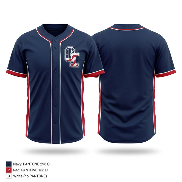 Full Button Baseball Jersey, Ohio Independence, Baseball, Teamtime, Team time, sublimation, custom sports apparel, team uniforms, spirit wear, spiritwear, sports uniforms, custom shirts, team store, custom team store, fundraiser sports, apparel fundraiser