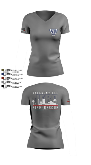 Womens Short Sleeve Vneck Shirt, JFRD Critical Care Team, Fire Department, Teamtime, Team time, sublimation, custom sports apparel, team uniforms, spirit wear, spiritwear, sports uniforms, custom shirts, team store, custom team store, fundraiser sports, apparel fundraiser