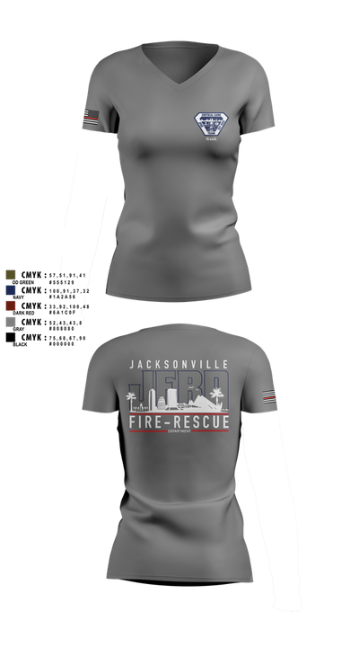 JFRD Critical Care Team 81495664 Women's Short Sleeve V-neck Shirt - 4 (1)