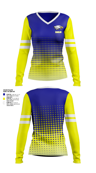 Womens Long Sleeve Vneck Shirt, Eagles, , Teamtime, Team time, sublimation, custom sports apparel, team uniforms, spirit wear, spiritwear, sports uniforms, custom shirts, team store, custom team store, fundraiser sports, apparel fundraiser