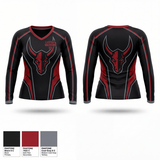 Womens Long Sleeve Vneck Shirt, Eastbay Warriors 12U, , Teamtime, Team time, sublimation, custom sports apparel, team uniforms, spirit wear, spiritwear, sports uniforms, custom shirts, team store, custom team store, fundraiser sports, apparel fundraiser