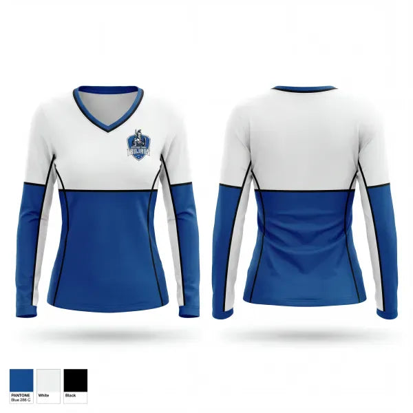 Womens Long Sleeve Vneck Shirt, Thornton Trojans, , Teamtime, Team time, sublimation, custom sports apparel, team uniforms, spirit wear, spiritwear, sports uniforms, custom shirts, team store, custom team store, fundraiser sports, apparel fundraiser