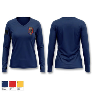 Womens Long Sleeve Vneck Shirt, West End Fire Company, Fire Department, Teamtime, Team time, sublimation, custom sports apparel, team uniforms, spirit wear, spiritwear, sports uniforms, custom shirts, team store, custom team store, fundraiser sports, apparel fundraiser