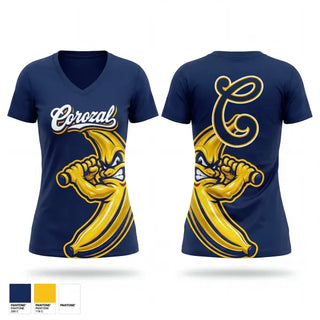 Womens Short Sleeve Vneck Shirt, Corozal Plataneros, Baseball, Teamtime, Team time, sublimation, custom sports apparel, team uniforms, spirit wear, spiritwear, sports uniforms, custom shirts, team store, custom team store, fundraiser sports, apparel fundraiser