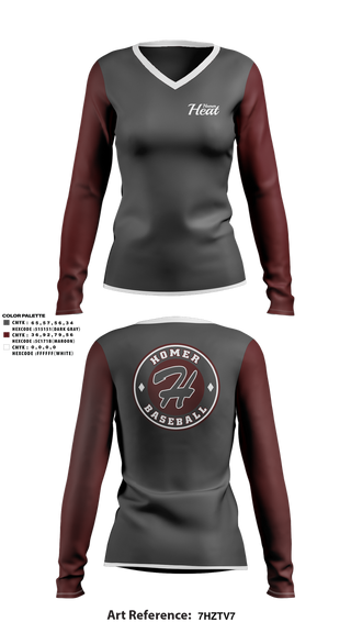 Womens Long Sleeve Vneck Shirt, Homer Heat, Softball, Teamtime, Team time, sublimation, custom sports apparel, team uniforms, spirit wear, spiritwear, sports uniforms, custom shirts, team store, custom team store, fundraiser sports, apparel fundraiser