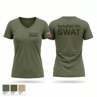Womens Short Sleeve Vneck Shirt, Springfield Ohio SWAT, Police, Teamtime, Team time, sublimation, custom sports apparel, team uniforms, spirit wear, spiritwear, sports uniforms, custom shirts, team store, custom team store, fundraiser sports, apparel fundraiser