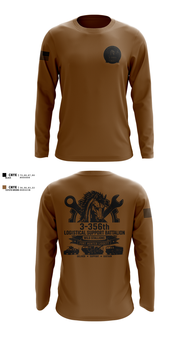 Long Sleeve Performance Shirt, 3-356 LSB (Wild Stallions), Army, Teamtime, Team time, sublimation, custom sports apparel, team uniforms, spirit wear, spiritwear, sports uniforms, custom shirts, team store, custom team store, fundraiser sports, apparel fundraiser