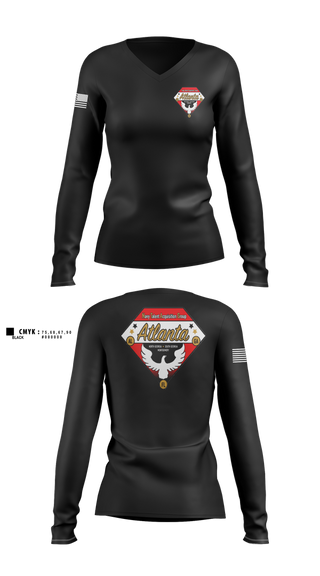 Womens Long Sleeve Vneck Shirt, Navy Talent Acquisition Group Atlanta, , Teamtime, Team time, sublimation, custom sports apparel, team uniforms, spirit wear, spiritwear, sports uniforms, custom shirts, team store, custom team store, fundraiser sports, apparel fundraiser