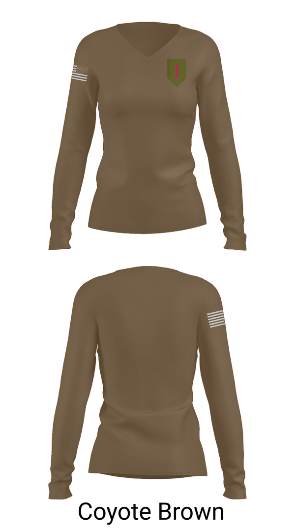Womens Long Sleeve Vneck Shirt, 1st Infantry Division, Army, Teamtime, Team time, sublimation, custom sports apparel, team uniforms, spirit wear, spiritwear, sports uniforms, custom shirts, team store, custom team store, fundraiser sports, apparel fundraiser