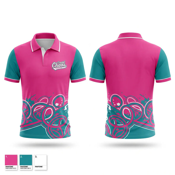 Short Sleeve Performance Polo, Coastal Chaos, Softball, Teamtime, Team time, sublimation, custom sports apparel, team uniforms, spirit wear, spiritwear, sports uniforms, custom shirts, team store, custom team store, fundraiser sports, apparel fundraiser