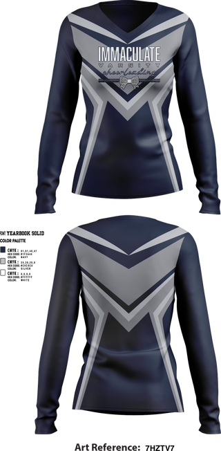 Womens Long Sleeve Vneck Shirt, Immaculate Cheer, Cheer, Teamtime, Team time, sublimation, custom sports apparel, team uniforms, spirit wear, spiritwear, sports uniforms, custom shirts, team store, custom team store, fundraiser sports, apparel fundraiser