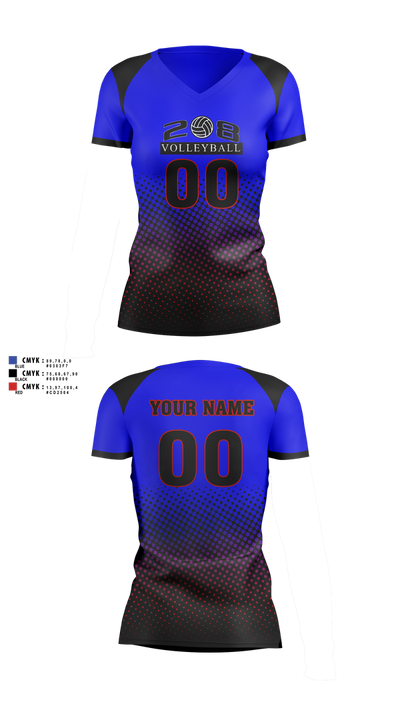 208 Volleyball Club 81337200 Women's Short Sleeve V-neck Shirt - 1