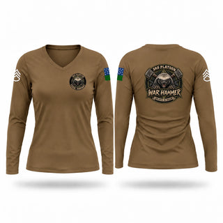 Womens Long Sleeve Vneck Shirt, War hammer platoon, National Guard, Teamtime, Team time, sublimation, custom sports apparel, team uniforms, spirit wear, spiritwear, sports uniforms, custom shirts, team store, custom team store, fundraiser sports, apparel fundraiser