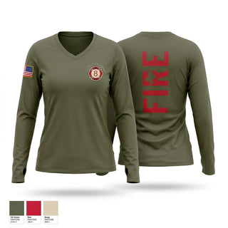 Womens Long Sleeve Vneck Shirt, Joy VFD, Fire Department, Teamtime, Team time, sublimation, custom sports apparel, team uniforms, spirit wear, spiritwear, sports uniforms, custom shirts, team store, custom team store, fundraiser sports, apparel fundraiser