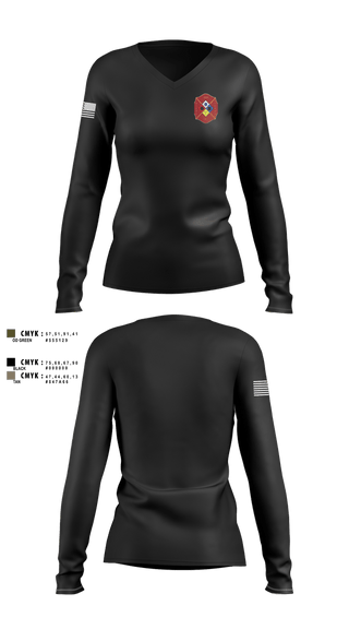 Womens Long Sleeve Vneck Shirt, Pickaway county box 65Pickaway county box 65, Fire Department, Teamtime, Team time, sublimation, custom sports apparel, team uniforms, spirit wear, spiritwear, sports uniforms, custom shirts, team store, custom team store, fundraiser sports, apparel fundraiser