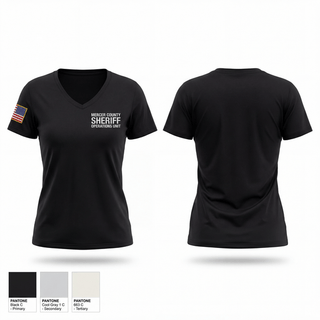 Womens Short Sleeve Vneck Shirt, Mercer county sheriff operations unit, Police, Teamtime, Team time, sublimation, custom sports apparel, team uniforms, spirit wear, spiritwear, sports uniforms, custom shirts, team store, custom team store, fundraiser sports, apparel fundraiser
