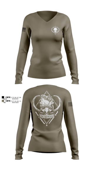 Womens Long Sleeve Vneck Shirt, CJTF-HOA, Army, Teamtime, Team time, sublimation, custom sports apparel, team uniforms, spirit wear, spiritwear, sports uniforms, custom shirts, team store, custom team store, fundraiser sports, apparel fundraiser