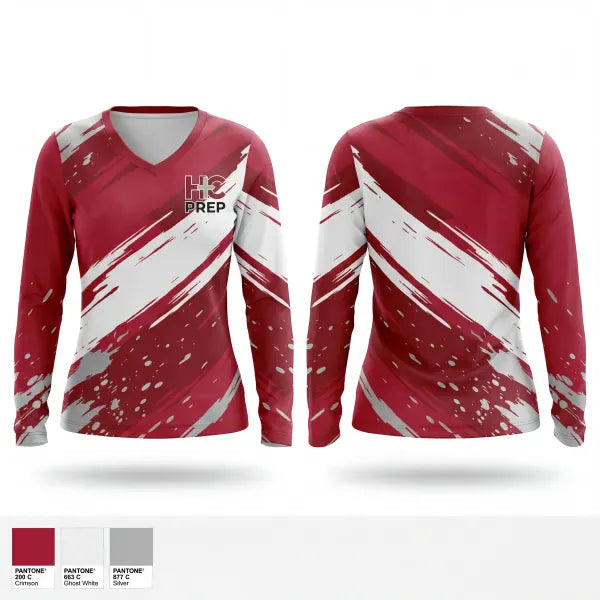 Womens Long Sleeve Vneck Shirt, Holy Cross Prep Academy, , Teamtime, Team time, sublimation, custom sports apparel, team uniforms, spirit wear, spiritwear, sports uniforms, custom shirts, team store, custom team store, fundraiser sports, apparel fundraiser