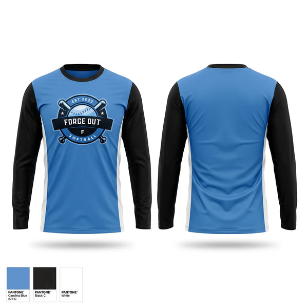 Long Sleeve Performance Shirt, Force Out, Softball, Teamtime, Team time, sublimation, custom sports apparel, team uniforms, spirit wear, spiritwear, sports uniforms, custom shirts, team store, custom team store, fundraiser sports, apparel fundraiser