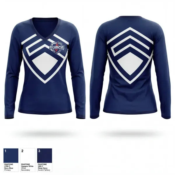 Womens Long Sleeve Vneck Shirt, Fountain Valley Pony Baseball, Baseball, Teamtime, Team time, sublimation, custom sports apparel, team uniforms, spirit wear, spiritwear, sports uniforms, custom shirts, team store, custom team store, fundraiser sports, apparel fundraiser