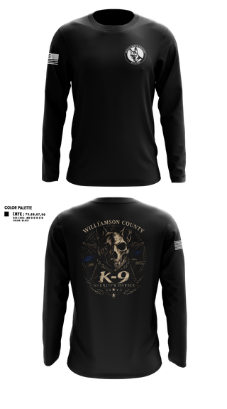 Long Sleeve Performance Shirt, Williamson County K-9 Unit, Police, Teamtime, Team time, sublimation, custom sports apparel, team uniforms, spirit wear, spiritwear, sports uniforms, custom shirts, team store, custom team store, fundraiser sports, apparel fundraiser
