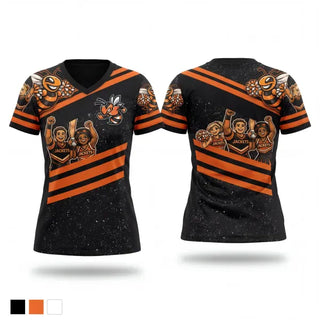 Womens Short Sleeve Vneck Shirt, Leesburg Jackets Cheer, Cheer, Teamtime, Team time, sublimation, custom sports apparel, team uniforms, spirit wear, spiritwear, sports uniforms, custom shirts, team store, custom team store, fundraiser sports, apparel fundraiser