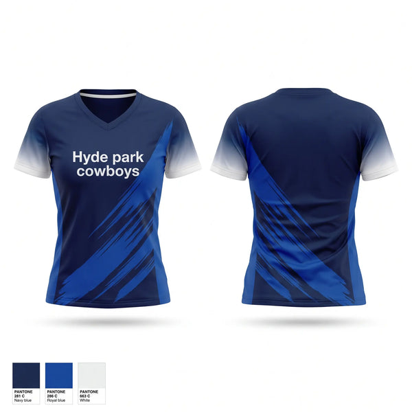 Womens Short Sleeve Vneck Shirt, Hyde park cowboys, Cheer, Teamtime, Team time, sublimation, custom sports apparel, team uniforms, spirit wear, spiritwear, sports uniforms, custom shirts, team store, custom team store, fundraiser sports, apparel fundraiser