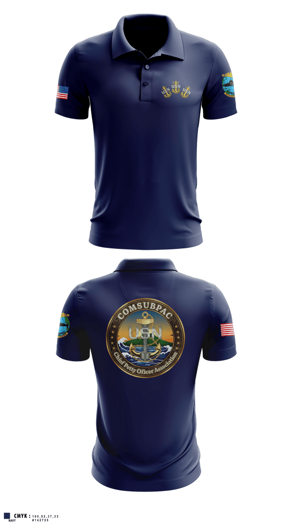 Short Sleeve Performance Polo, COMSUBPAC CPOA, Navy, Teamtime, Team time, sublimation, custom sports apparel, team uniforms, spirit wear, spiritwear, sports uniforms, custom shirts, team store, custom team store, fundraiser sports, apparel fundraiser