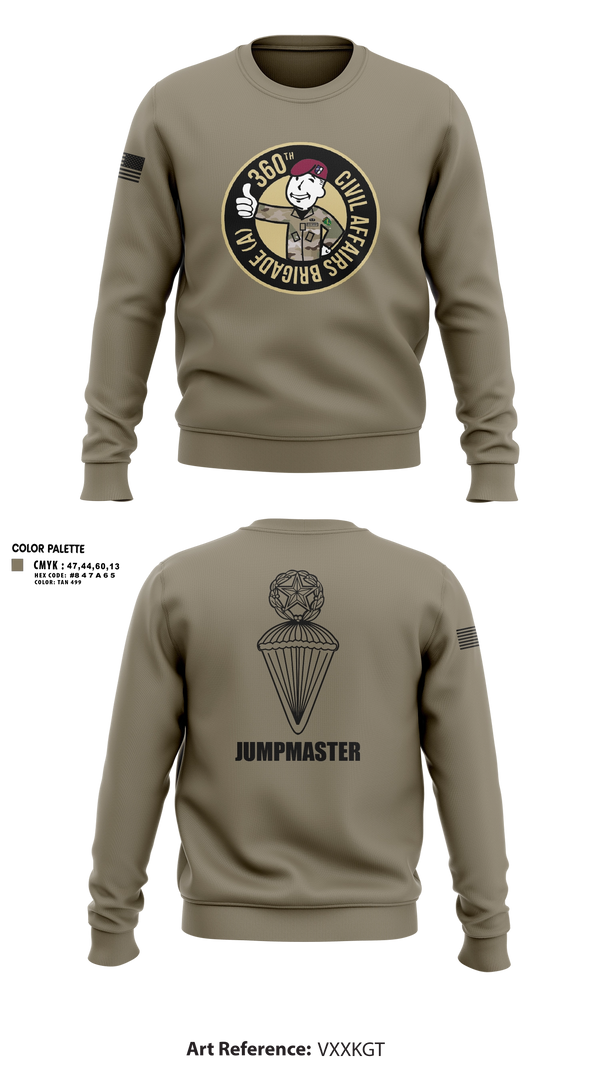 Crew Neck Sweatshirt, 360 CA BDE (Airborne), Army, Teamtime, Team time, sublimation, custom sports apparel, team uniforms, spirit wear, spiritwear, sports uniforms, custom shirts, team store, custom team store, fundraiser sports, apparel fundraiser