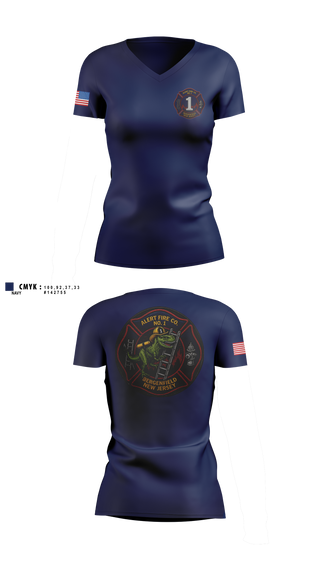Womens Short Sleeve Vneck Shirt, Alert Fire Company #1, Fire Department, Teamtime, Team time, sublimation, custom sports apparel, team uniforms, spirit wear, spiritwear, sports uniforms, custom shirts, team store, custom team store, fundraiser sports, apparel fundraiser