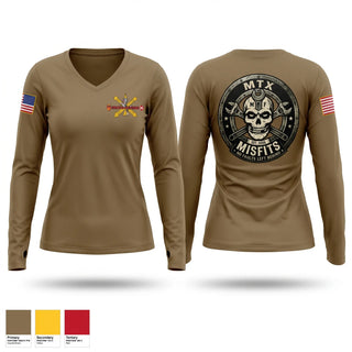 Womens Long Sleeve Vneck Shirt, Bravo Battery 6-52 ADA BN, Army, Teamtime, Team time, sublimation, custom sports apparel, team uniforms, spirit wear, spiritwear, sports uniforms, custom shirts, team store, custom team store, fundraiser sports, apparel fundraiser
