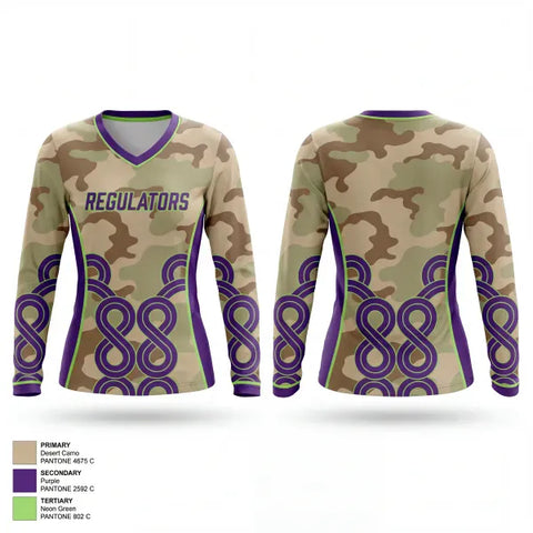 Womens Long Sleeve Vneck Shirt, Regulators, Baseball, Teamtime, Team time, sublimation, custom sports apparel, team uniforms, spirit wear, spiritwear, sports uniforms, custom shirts, team store, custom team store, fundraiser sports, apparel fundraiser