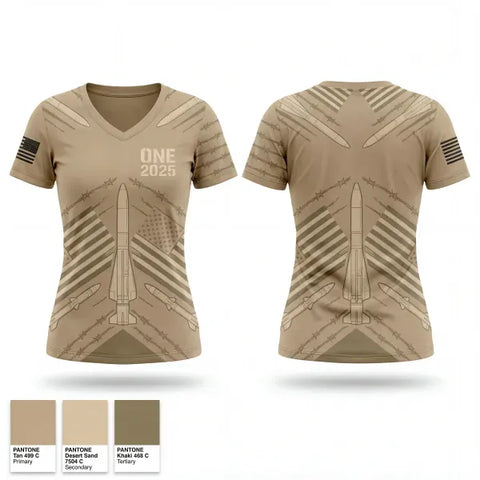 Womens Short Sleeve Vneck Shirt, ONE2025, Army, Teamtime, Team time, sublimation, custom sports apparel, team uniforms, spirit wear, spiritwear, sports uniforms, custom shirts, team store, custom team store, fundraiser sports, apparel fundraiser
