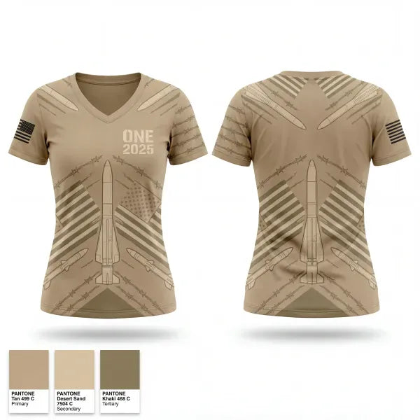Womens Short Sleeve Vneck Shirt, ONE2025, Army, Teamtime, Team time, sublimation, custom sports apparel, team uniforms, spirit wear, spiritwear, sports uniforms, custom shirts, team store, custom team store, fundraiser sports, apparel fundraiser