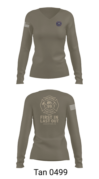 Womens Long Sleeve Vneck Shirt, Jenkintown Fire Department, Fire Department, Teamtime, Team time, sublimation, custom sports apparel, team uniforms, spirit wear, spiritwear, sports uniforms, custom shirts, team store, custom team store, fundraiser sports, apparel fundraiser