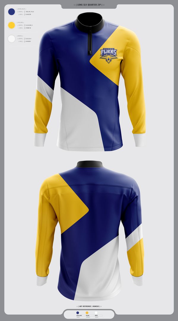 Quarter Zip Jacket, Clyde Fliers, Golf, Teamtime, Team time, sublimation, custom sports apparel, team uniforms, spirit wear, spiritwear, sports uniforms, custom shirts, team store, custom team store, fundraiser sports, apparel fundraiser