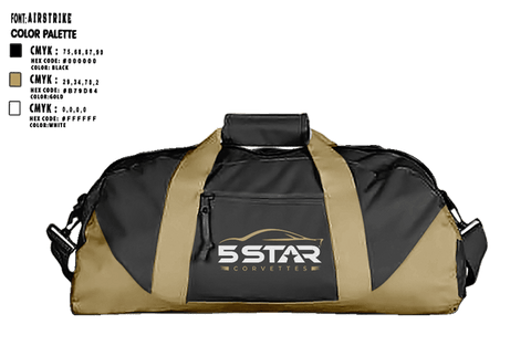 Duffle Bag, 5 Star Corvettes, , Teamtime, Team time, sublimation, custom sports apparel, team uniforms, spirit wear, spiritwear, sports uniforms, custom shirts, team store, custom team store, fundraiser sports, apparel fundraiser