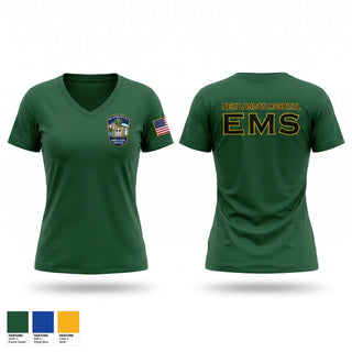 Womens Short Sleeve Vneck Shirt, New London Hospital Ambulance Service, EMS/EMT, Teamtime, Team time, sublimation, custom sports apparel, team uniforms, spirit wear, spiritwear, sports uniforms, custom shirts, team store, custom team store, fundraiser sports, apparel fundraiser