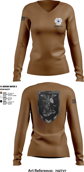 Womens Long Sleeve Vneck Shirt, 1-222 Aviaition Regiment, Army, Teamtime, Team time, sublimation, custom sports apparel, team uniforms, spirit wear, spiritwear, sports uniforms, custom shirts, team store, custom team store, fundraiser sports, apparel fundraiser
