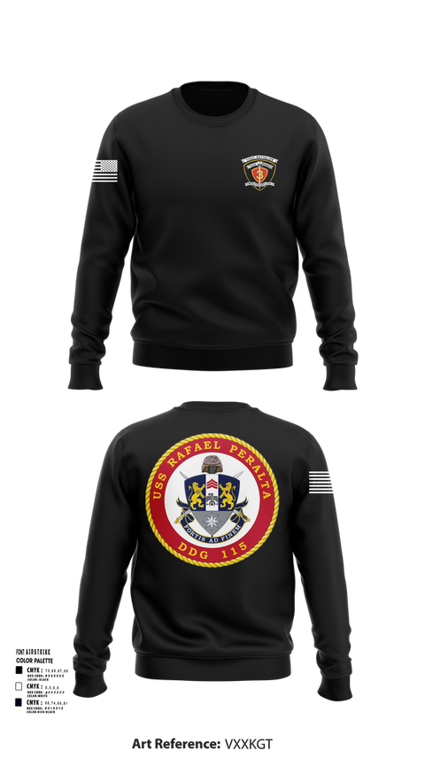 Crew Neck Sweatshirt, USS Rafael Peralta DDG 115, Navy, Teamtime, Team time, sublimation, custom sports apparel, team uniforms, spirit wear, spiritwear, sports uniforms, custom shirts, team store, custom team store, fundraiser sports, apparel fundraiser