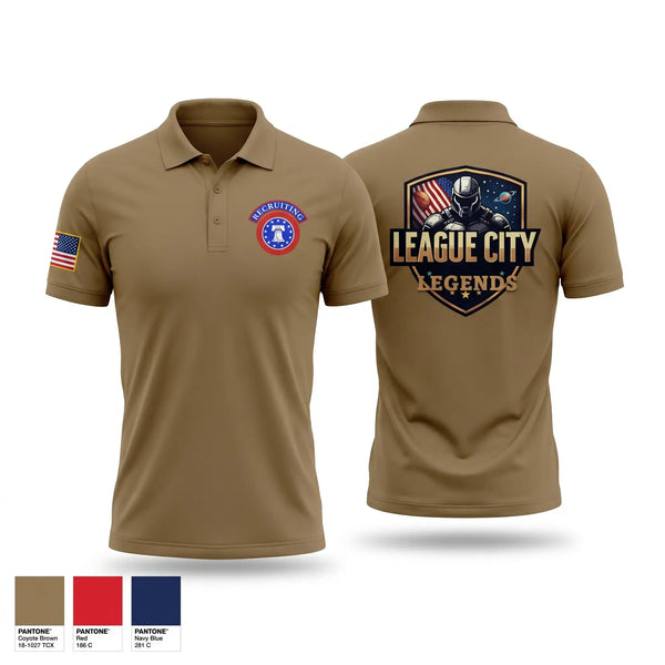 Short Sleeve Performance Polo, LEAGUE CITY RECRUITING, Army, Teamtime, Team time, sublimation, custom sports apparel, team uniforms, spirit wear, spiritwear, sports uniforms, custom shirts, team store, custom team store, fundraiser sports, apparel fundraiser