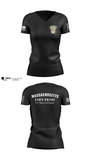 Womens Short Sleeve Vneck Shirt, Massachusetts State Police Fire & Explosion Investigation Unit, Police, Teamtime, Team time, sublimation, custom sports apparel, team uniforms, spirit wear, spiritwear, sports uniforms, custom shirts, team store, custom team store, fundraiser sports, apparel fundraiser