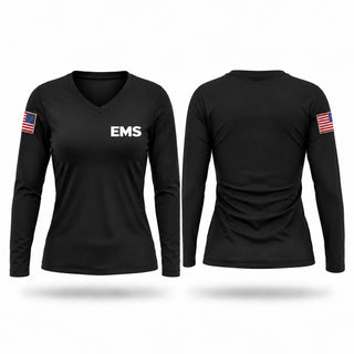 Womens Long Sleeve Vneck Shirt, EMS, EMS/EMT, Teamtime, Team time, sublimation, custom sports apparel, team uniforms, spirit wear, spiritwear, sports uniforms, custom shirts, team store, custom team store, fundraiser sports, apparel fundraiser