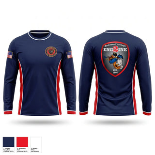 Long Sleeve Performance Shirt, Anderson City Fire, Fire Department, Teamtime, Team time, sublimation, custom sports apparel, team uniforms, spirit wear, spiritwear, sports uniforms, custom shirts, team store, custom team store, fundraiser sports, apparel fundraiser