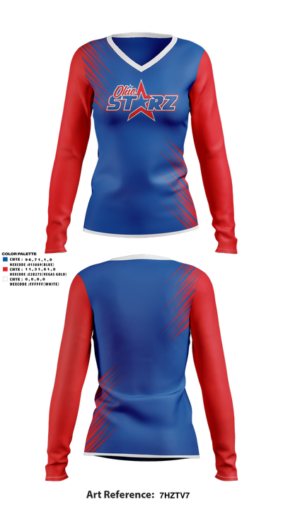 The Ohio Starz 8u 5696743 Women's Long Sleeve V-neck Shirt - 1