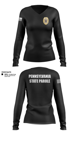 Womens Long Sleeve Vneck Shirt, Pennsylvania State Parole, Police, Teamtime, Team time, sublimation, custom sports apparel, team uniforms, spirit wear, spiritwear, sports uniforms, custom shirts, team store, custom team store, fundraiser sports, apparel fundraiser
