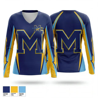 Womens Long Sleeve Vneck Shirt, Monache High School Tennis, Tennis, Teamtime, Team time, sublimation, custom sports apparel, team uniforms, spirit wear, spiritwear, sports uniforms, custom shirts, team store, custom team store, fundraiser sports, apparel fundraiser