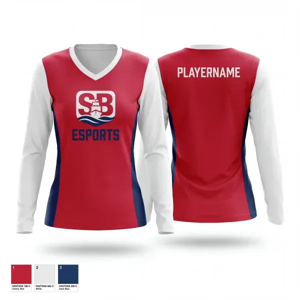 Womens Long Sleeve Vneck Shirt, Sturgeon Bay High School, E-Sports, Teamtime, Team time, sublimation, custom sports apparel, team uniforms, spirit wear, spiritwear, sports uniforms, custom shirts, team store, custom team store, fundraiser sports, apparel fundraiser