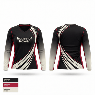 Womens Long Sleeve Vneck Shirt, House of Power, Rugby, Teamtime, Team time, sublimation, custom sports apparel, team uniforms, spirit wear, spiritwear, sports uniforms, custom shirts, team store, custom team store, fundraiser sports, apparel fundraiser