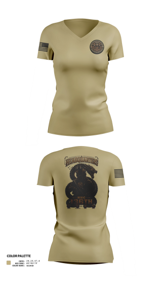 Womens Short Sleeve Vneck Shirt, HHC 136th ESB, Army, Teamtime, Team time, sublimation, custom sports apparel, team uniforms, spirit wear, spiritwear, sports uniforms, custom shirts, team store, custom team store, fundraiser sports, apparel fundraiser